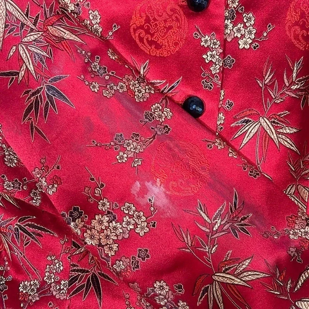 Dressbarn Asian Style Red Silk Jacket Women's Size Small - Picture 6 of 7